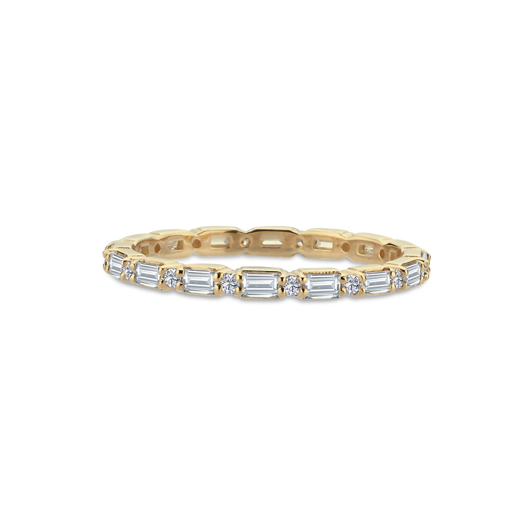 Dot and Dash Ring with Horizontal Baguette