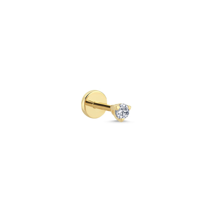 Solitaire Diamond Tragus Earrings in 14k Gold