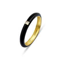 Load image into Gallery viewer, Single Princess Diamond Enamel Ring in 14k Solid Gold
