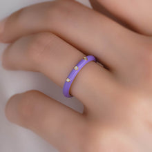 Load image into Gallery viewer, 3 Segment Diamond Band Ring with Purple Color Enamel
