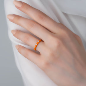 Diamond Orange Color Enamel Full Eternity Band Ring