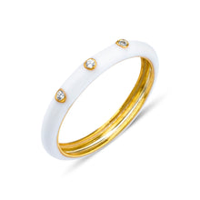 Load image into Gallery viewer, White Enamel Band Ring with 3 Diamond for Everyday
