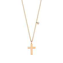Load image into Gallery viewer, 14K Solid Gold Diamond Cross Charm Necklace For Women - Jewelryist
