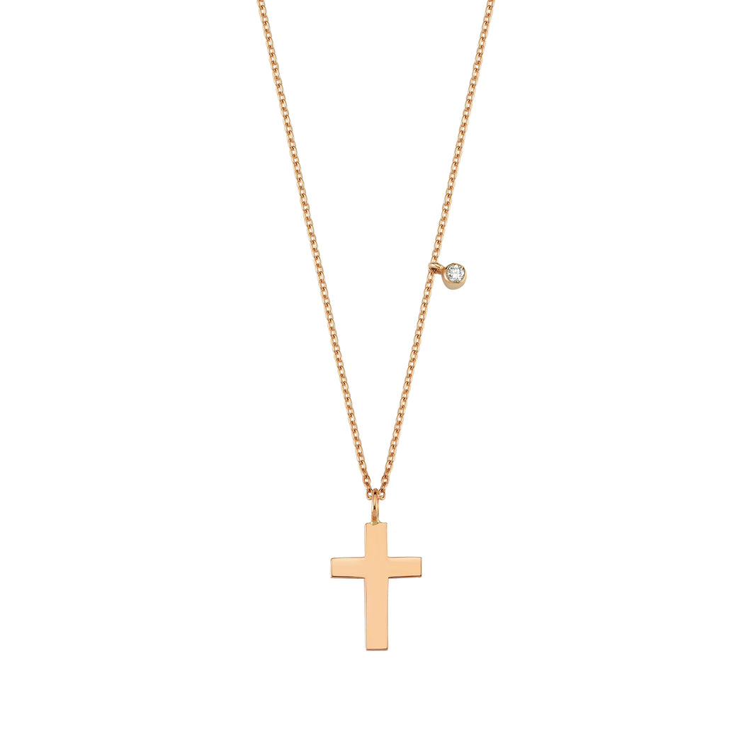 14K Solid Gold Diamond Cross Charm Necklace For Women - Jewelryist