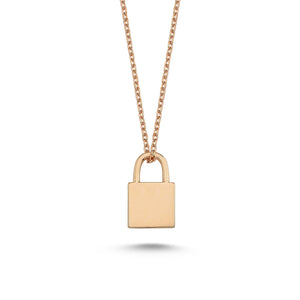 Dainty Gold Padlock Charm Necklace in Gold