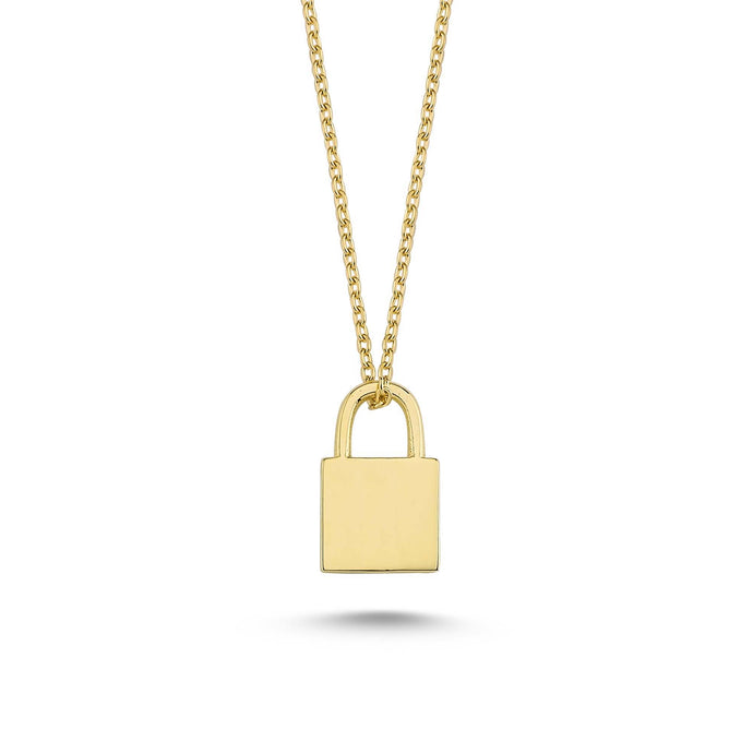 Dainty Gold Padlock Charm Necklace in Gold