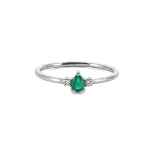 14K Solid Gold Diamond Emerald Ring For Women - Jewelryist