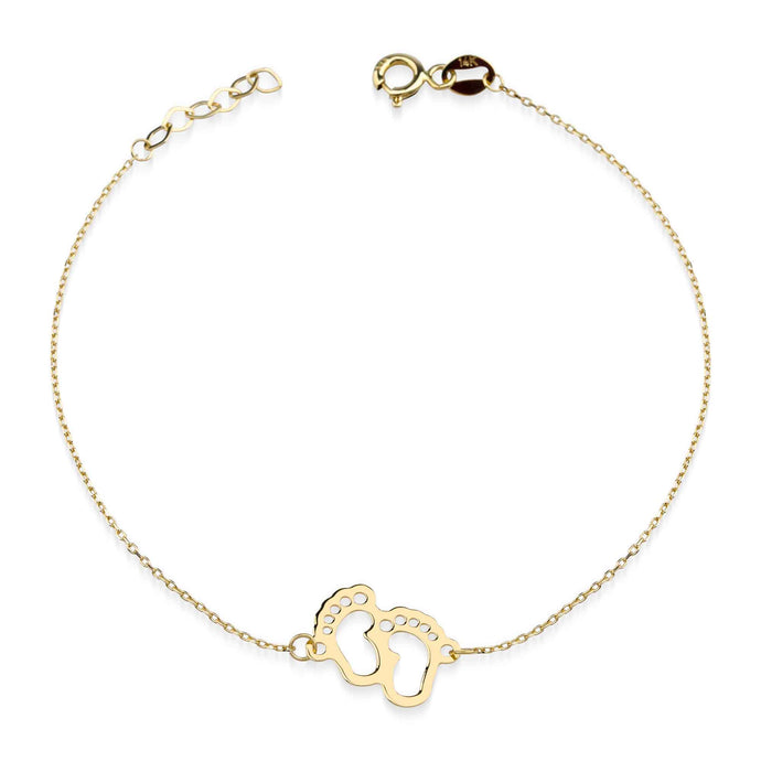 Baby Feet Charm Bracelet in Solid Gold for New Mom