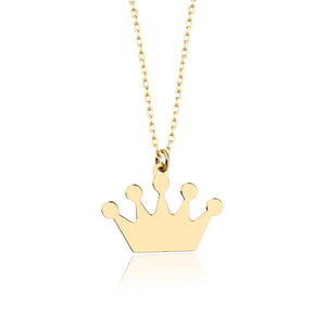 Real Gold Crown Charm Pendant in Gold