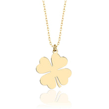 Load image into Gallery viewer, Four Leaf Shamrock Charm Necklace in Real Gold
