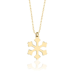 Delicate Snowflake Winter Charm Necklace in Real Gold