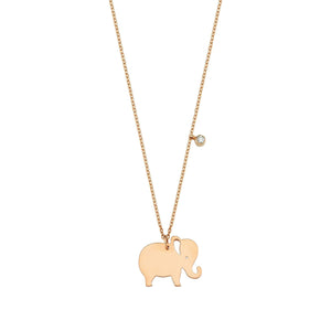 14K Solid Gold Diamond Elephant Charm Necklace For Women - Jewelryist