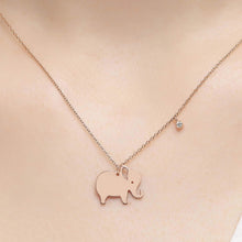 Load image into Gallery viewer, 14K Solid Gold Diamond Elephant Charm Necklace For Women - Jewelryist
