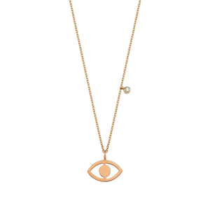 14K Solid Gold Diamond Evil Eye Charm Necklace For Women - Jewelryist