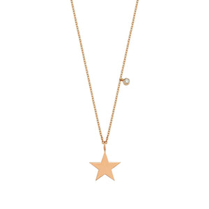 14K Solid Gold Diamond Star Charm Necklace For Women - Jewelryist