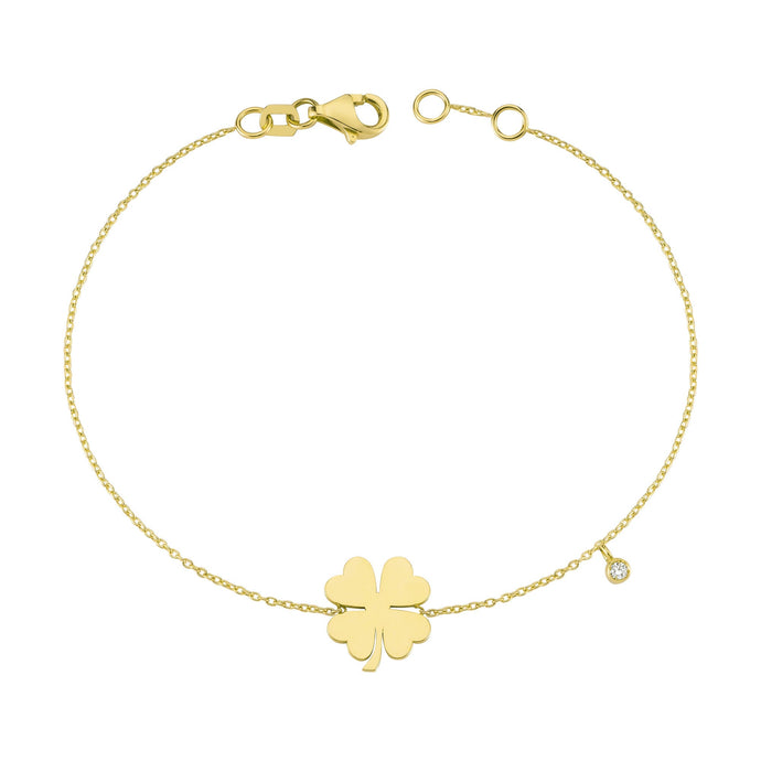 14K Solid Gold Diamond Flower Bracelet for Women - Jewelryist