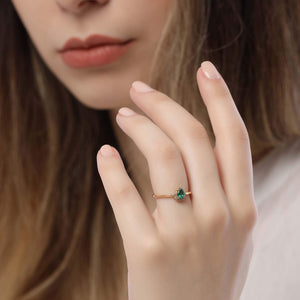14K Solid Gold Diamond Emerald Ring For Women - Jewelryist