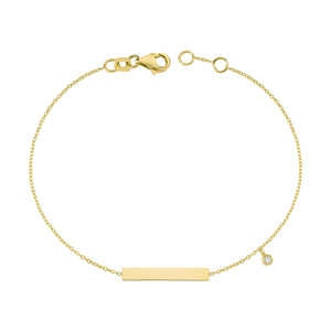 14K Solid Gold Diamond Bar Bracelet for Women - Jewelryist