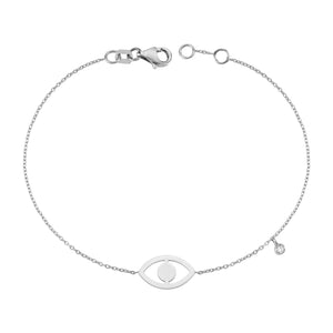 14K Solid Gold Diamond Evil Eye Charm Bracelet for Women - Jewelryist
