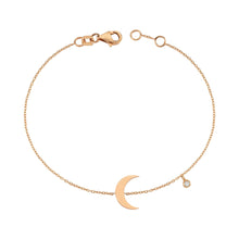 Load image into Gallery viewer, 14K Solid Gold Diamond Crescent Moon Bracelet for Women - Jewelryist

