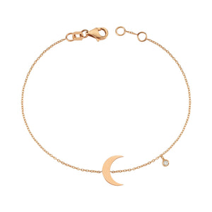 14K Solid Gold Diamond Crescent Moon Bracelet for Women - Jewelryist