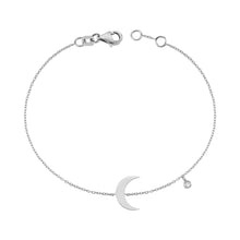 Load image into Gallery viewer, 14K Solid Gold Diamond Crescent Moon Bracelet for Women - Jewelryist
