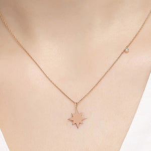 14K Solid Gold Diamond North Star Necklace For Women - Jewelryist