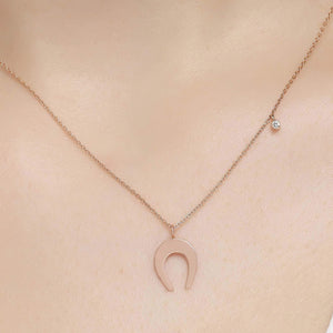 14K Solid Gold Diamond Horseshoe Necklace For Women - Jewelryist
