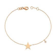Load image into Gallery viewer, 14K Solid Gold Diamond Star Charm Bracelet for Women - Jewelryist
