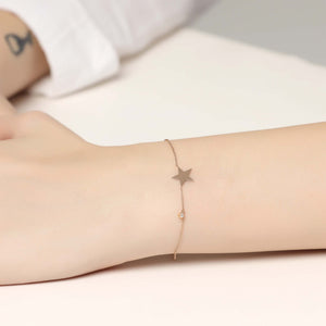 14K Solid Gold Diamond Star Charm Bracelet for Women - Jewelryist