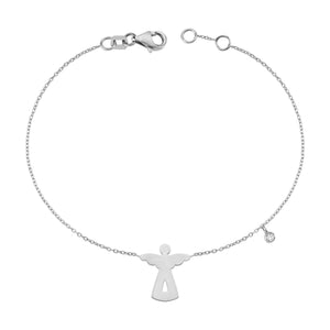 14K Solid Gold Diamond Angel Bracelet for Women - Jewelryist