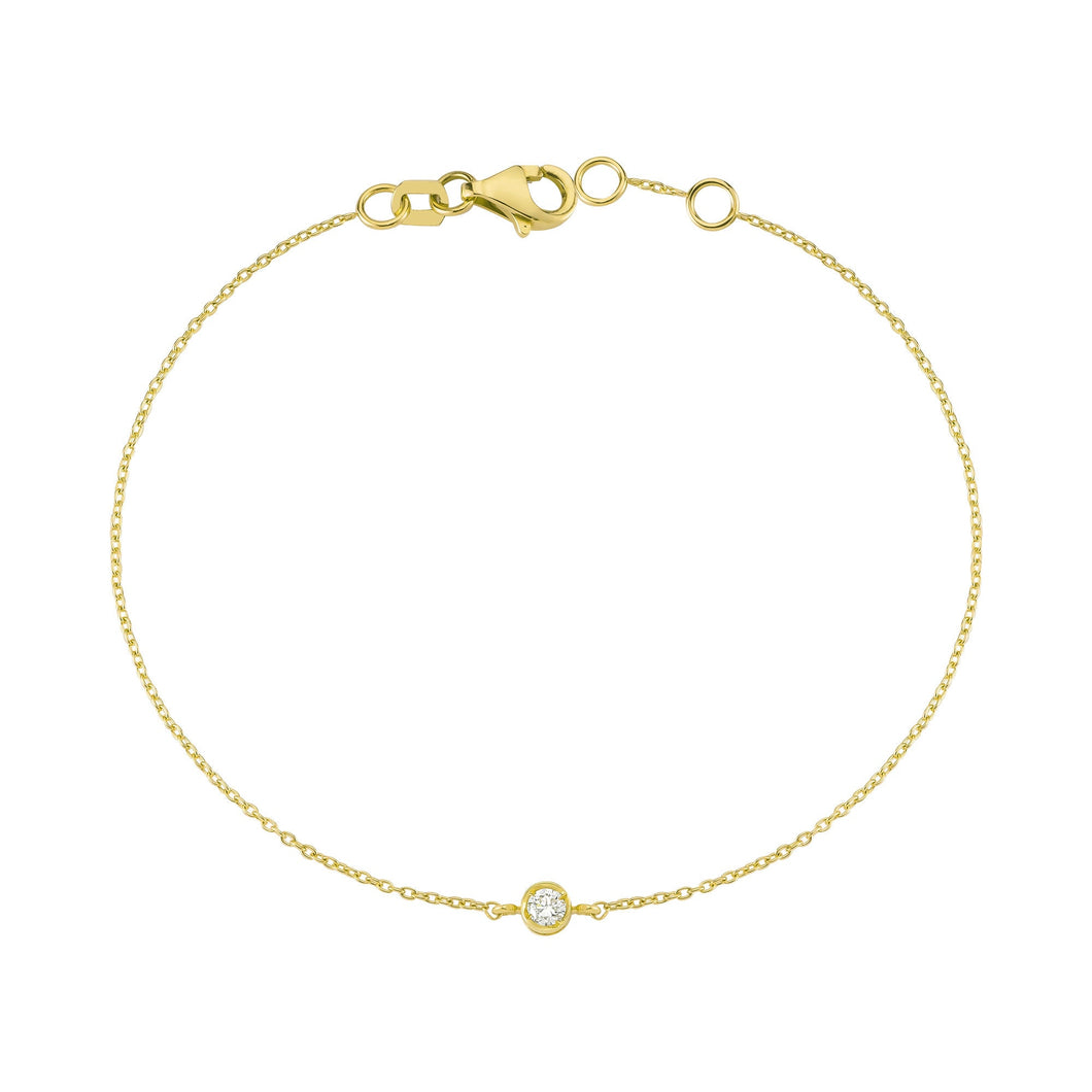 14K Solid Gold Diamond Solitaire Bracelet for Women - Jewelryist