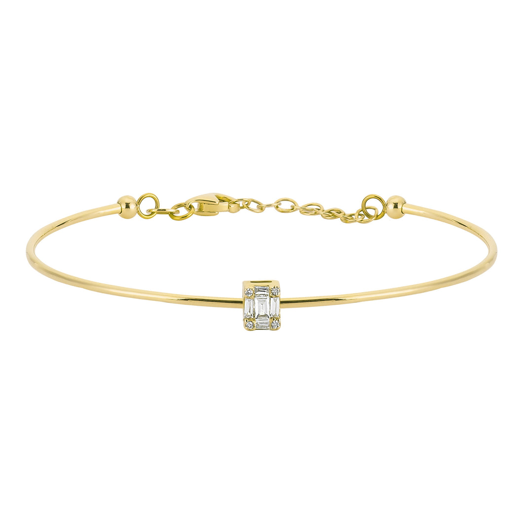 14K Solid Gold Baguette Diamond Bangle Bracelet for Women - Jewelryist