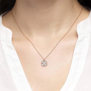 14K Solid Gold Diamond Clover Charm Necklace For Women - Jewelryist
