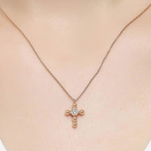 Load image into Gallery viewer, 14K Solid Gold Diamond Cross Charm Necklace for Women - Jewelryist

