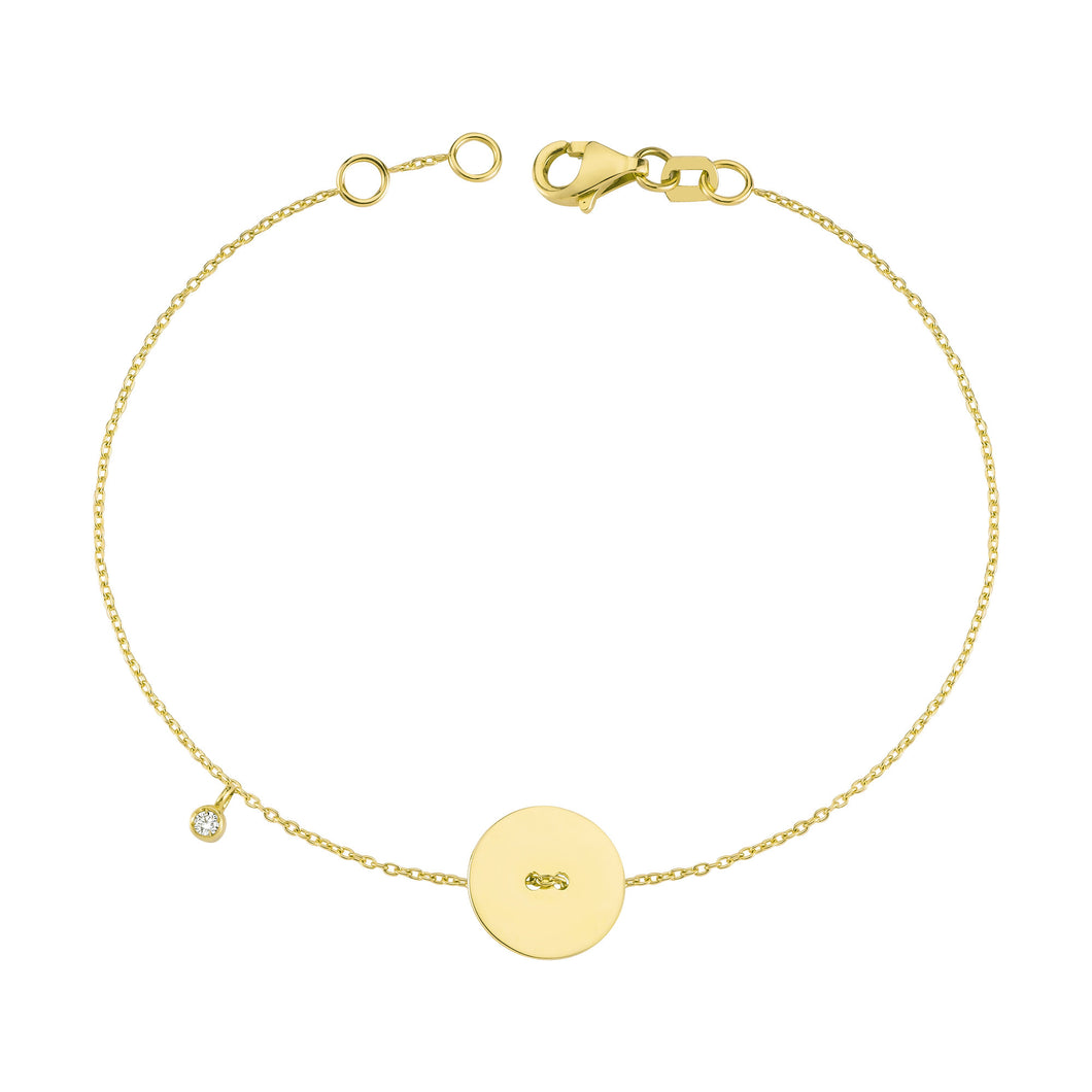 14K Solid Gold Diamond Circle Charm Bracelet for Women - Jewelryist