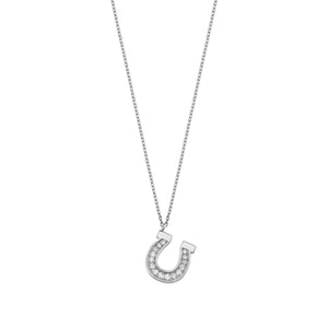 14K Solid Gold Diamond Horseshoe Charm Necklace For Women - Jewelryist