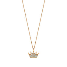 Load image into Gallery viewer, 14K Solid Gold Diamond Crown Charm Necklace For Women - Jewelryist
