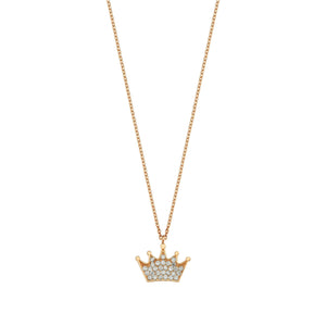14K Solid Gold Diamond Crown Charm Necklace For Women - Jewelryist