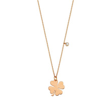 Load image into Gallery viewer, 14K Solid Gold Diamond Clover Charm Necklace For Women - Jewelryist
