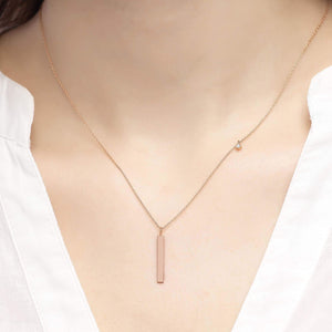 14K Solid Gold Diamond Bar Charm Necklace for Women - Jewelryist