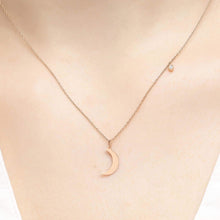 Load image into Gallery viewer, 14K Solid Gold Diamond Crescent Moon Necklace For Women - Jewelryist
