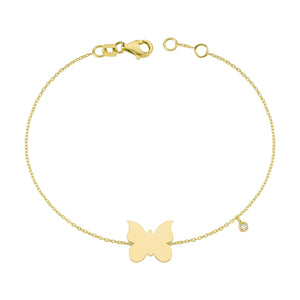 14K Solid Gold Diamond Butterfly Bracelet for Women - Jewelryist