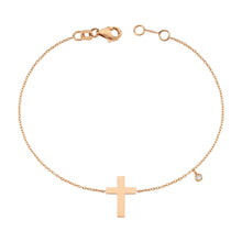 Load image into Gallery viewer, 14K Solid Gold Diamond Cross Bracelet for Women - Jewelryist
