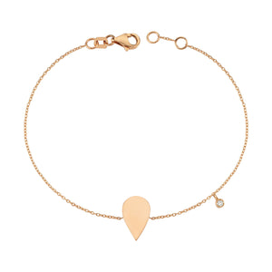 14K Solid Gold Diamond TearDrop Charm Bracelet for Women - Jewelryist