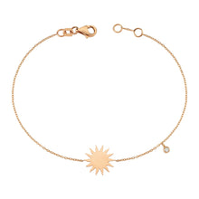 Load image into Gallery viewer, 14K Solid Gold Diamond Sun Charm Bracelet for Women - Jewelryist
