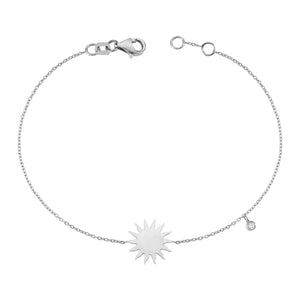 14K Solid Gold Diamond Sun Charm Bracelet for Women - Jewelryist