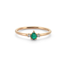 Load image into Gallery viewer, 14K Solid Gold Diamond Emerald Ring For Women - Jewelryist
