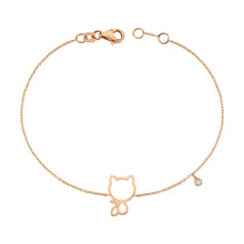 Load image into Gallery viewer, 14K Solid Gold Diamond Cat Bracelet for Women - Jewelryist
