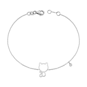 14K Solid Gold Diamond Cat Bracelet for Women - Jewelryist